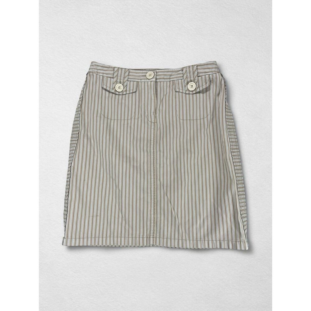 Vintage 90s Y2K Cotton Striped Mini Pencil Skirt Womens Size 6 Utility Chic